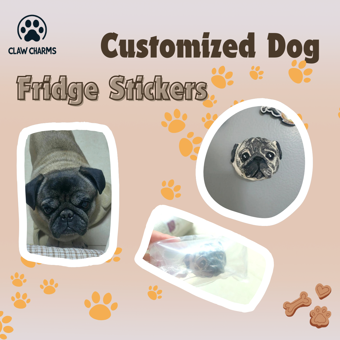 Customized pet, dog head cat head plaster three-dimensional head refrigerator stickers