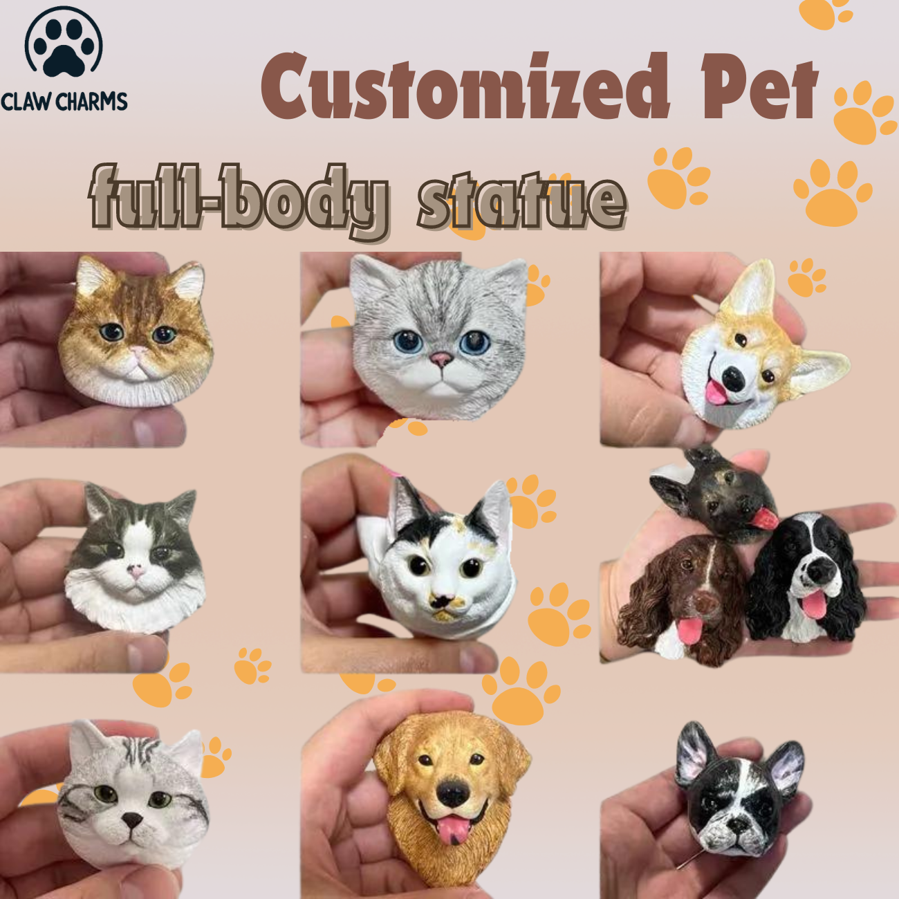 Customized pet, dog head cat head plaster three-dimensional head refrigerator stickers