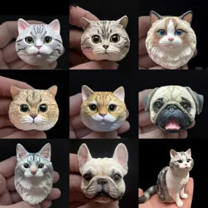 Customized pet, dog head cat head plaster three-dimensional head refrigerator stickers